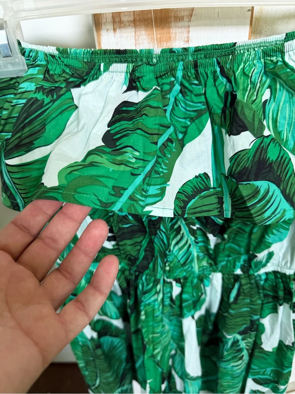 SHEIN Green Tropical Leaf Ruffle Skirted Bottoms 0403